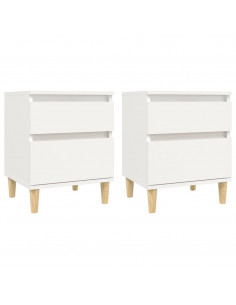 Comodini 2 pz in Bianco 40x35x50 cm 2