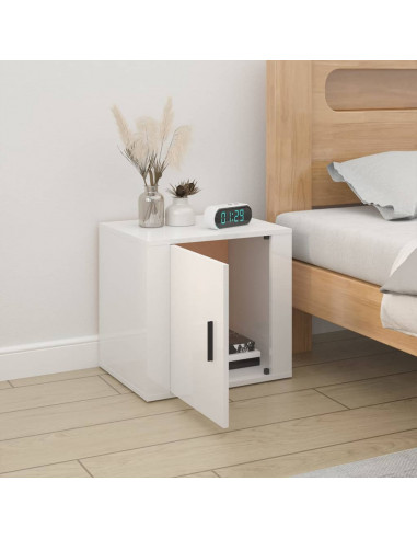 Comodino Bianco Lucido 50x39x47 cm