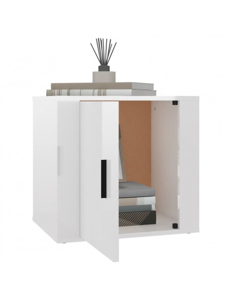Comodino Bianco Lucido 50x39x47 cm