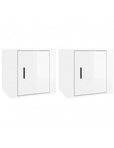Comodini 2 pz in Bianco Lucido 50x39x47 cm 2