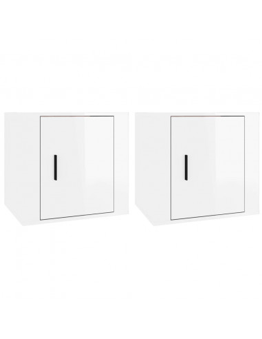 Comodini 2 pz in Bianco Lucido 50x39x47 cm