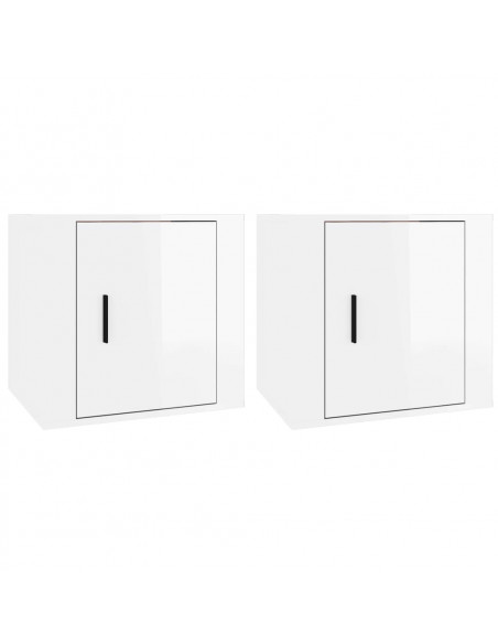 Comodini 2 pz in Bianco Lucido 50x39x47 cm