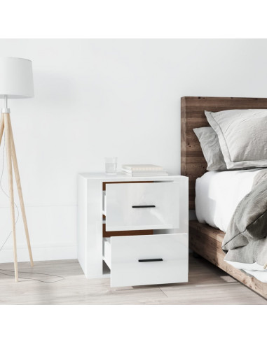 Comodino Bianco Lucido 50x39x47 cm