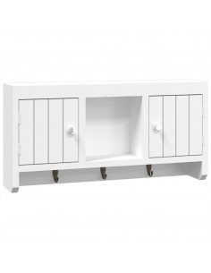 Armadietto per Chiavi Bianco 40x8,5x20 cm in Legno e Acciaio 2