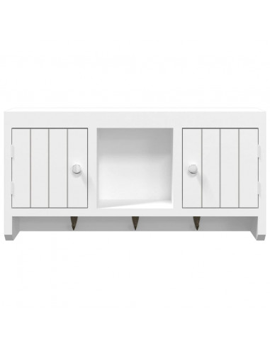 Armadietto per Chiavi Bianco 40x8,5x20 cm in Legno e Acciaio