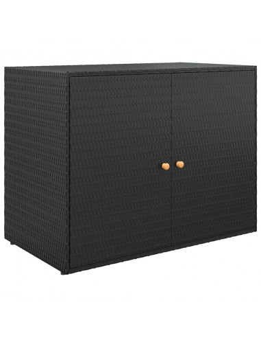 Mobile Portaoggetti da Giardino Nero 100x55,5x80 cm Polyrattan