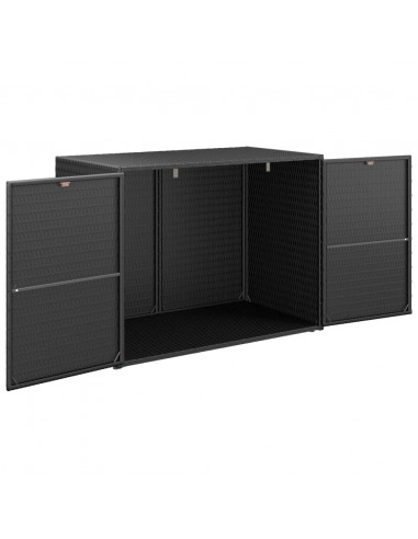 Mobile Portaoggetti da Giardino Nero 100x55,5x80 cm Polyrattan