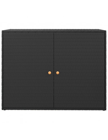 Mobile Portaoggetti da Giardino Nero 100x55,5x80 cm Polyrattan