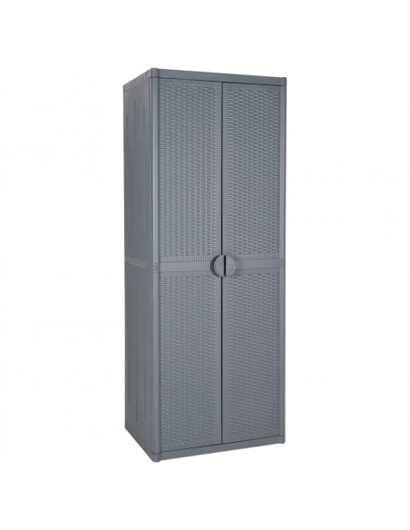 Armadio da Giardino Grigio 65x45x172 cm in Rattan PP