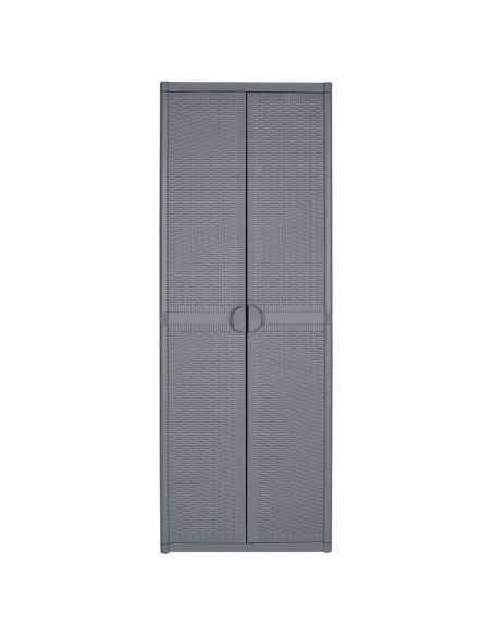 Armadio da Giardino Grigio 65x45x172 cm in Rattan PP
