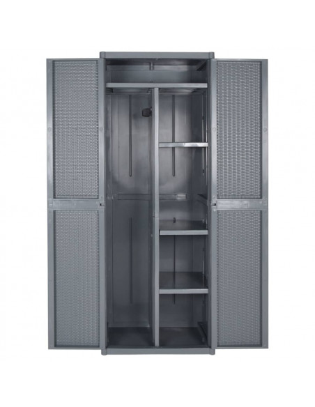 Armadio da Giardino Grigio 65x45x172 cm in Rattan PP