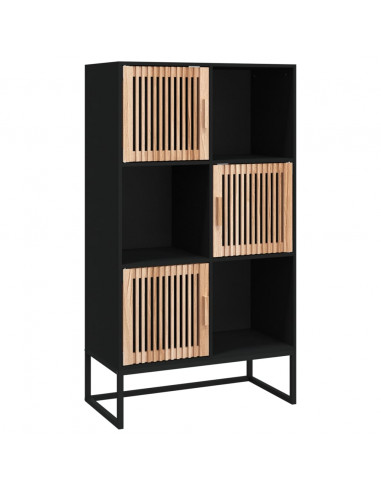 Credenza Nera 70x35x125 cm in Legno Multistrato