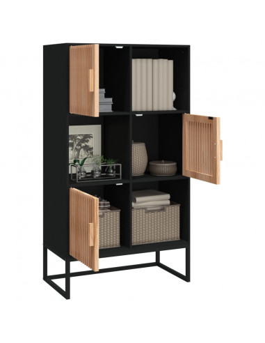 Credenza Nera 70x35x125 cm in Legno Multistrato