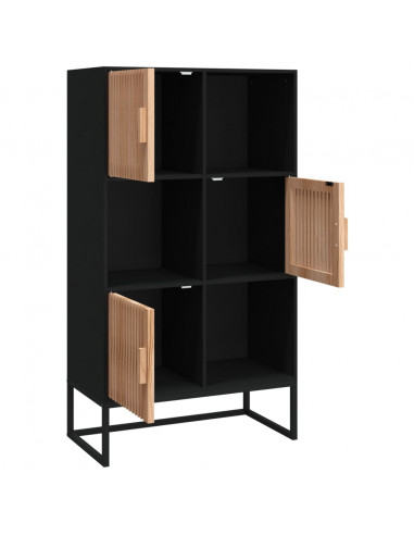 Credenza Nera 70x35x125 cm in Legno Multistrato