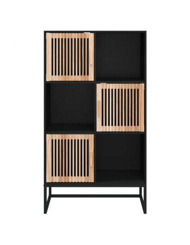 Credenza Nera 70x35x125 cm in Legno Multistrato
