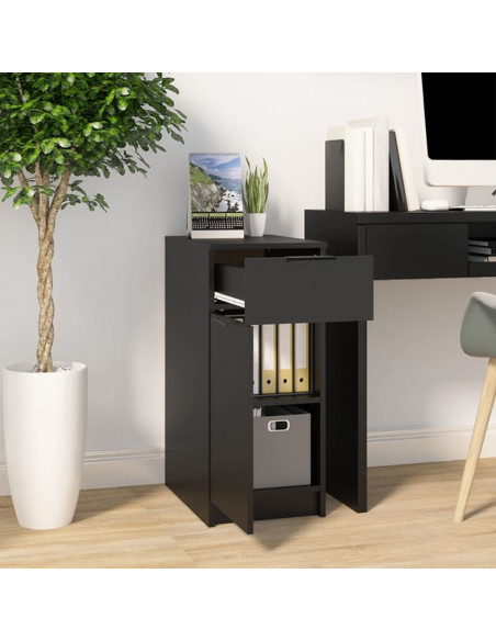 Armadietto da Scrivania Nero 33,5x50x75 cm in Legno Multistrato
