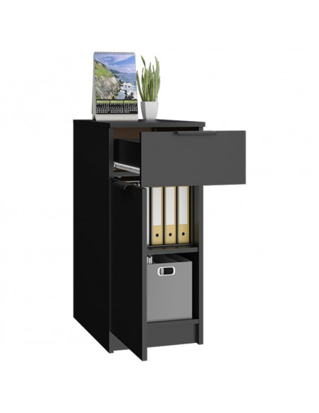 Armadietto da Scrivania Nero 33,5x50x75 cm in Legno Multistrato