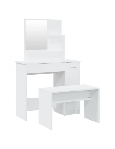 Set Tavolo da Toeletta Bianco 86,5x35x136 cm