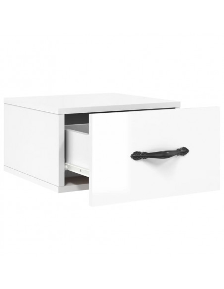 Comodini a Muro 2 pz Bianco Lucido 35x35x20 cm
