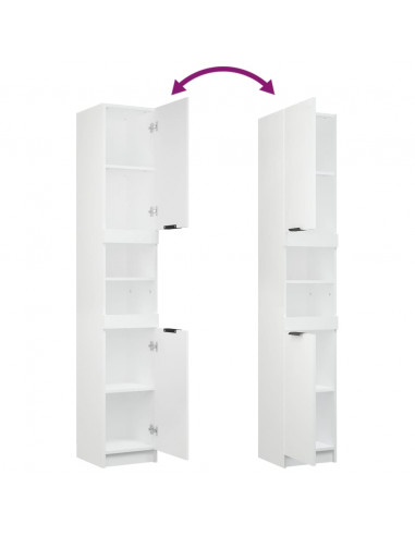 Armadietto da Bagno Bianco 32x34x188,5 cm in Legno Multistrato