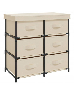 Armadietto con 6 Cassetti 55x29x55 cm Crema in Acciaio 2