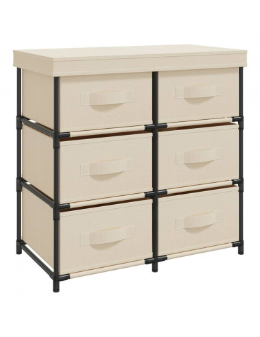 Armadietto con 6 Cassetti 55x29x55 cm Crema in Acciaio