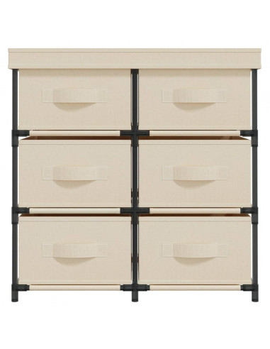 Armadietto con 6 Cassetti 55x29x55 cm Crema in Acciaio