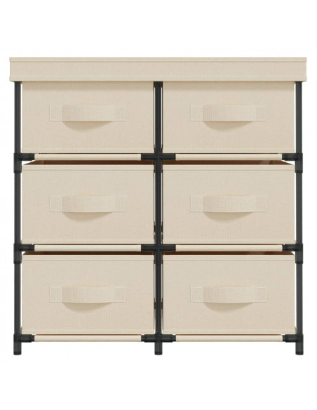 Armadietto con 6 Cassetti 55x29x55 cm Crema in Acciaio