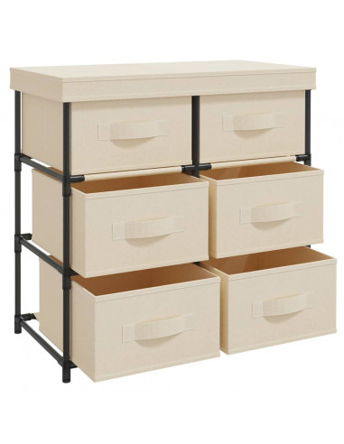 Armadietto con 6 Cassetti 55x29x55 cm Crema in Acciaio