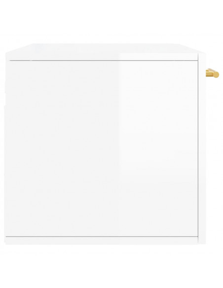 Mobile a Parete Bianco Lucido 80x36,5x35 cm Legno Multistrato