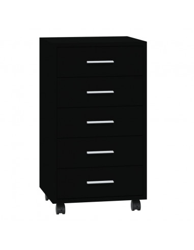 Cassettiera con Ruote Nero in Legno Multistrato