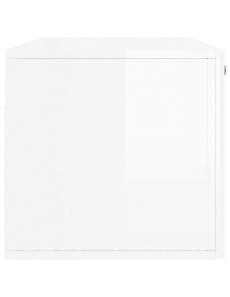 Mobile a Parete Bianco Lucido 100x36,5x35 cm Legno Multistrato