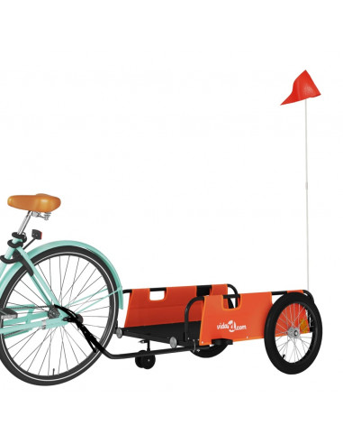 Rimorchio da Bici Arancione e Nero in Tessuto Oxford e Ferro
