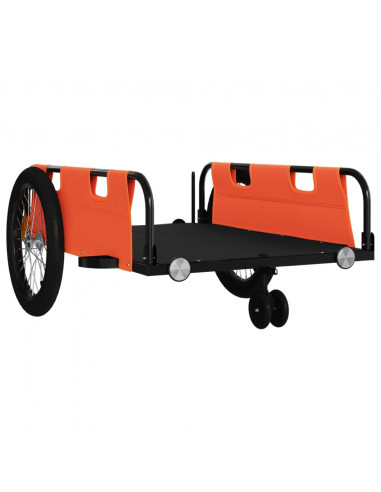 Rimorchio da Bici Arancione e Nero in Tessuto Oxford e Ferro