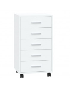 Cassettiera con Ruote bianco lucido in Legno Multistrato 2