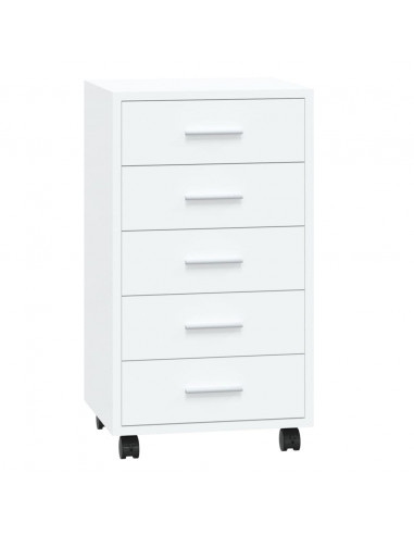 Cassettiera con Ruote bianco lucido in Legno Multistrato