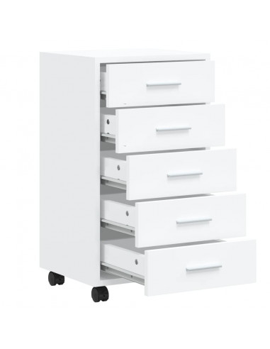 Cassettiera con Ruote bianco lucido in Legno Multistrato