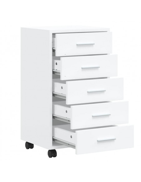 Cassettiera con Ruote bianco lucido in Legno Multistrato