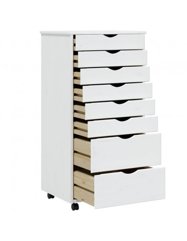 Armadietto Rotante con Cassetti MOSS Bianco Legno Massello Pino