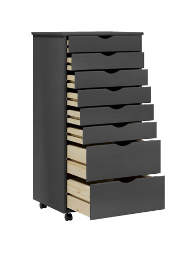 Armadietto Rotante con Cassetti MOSS Grigio Legno Massello Pino