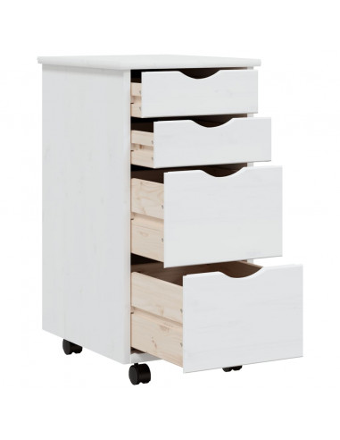 Armadietto Rotante con Cassetti MOSS Bianco Legno Massello Pino