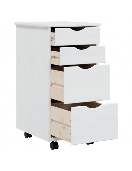 Armadietto Rotante con Cassetti MOSS Bianco Legno Massello Pino