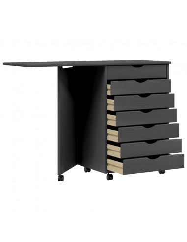 Armadietto Rotante con Scrivania MOSS Grigio Massello di Pino