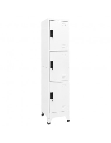Armadietto con Serratura Bianco 38x45x180 cm in Acciaio