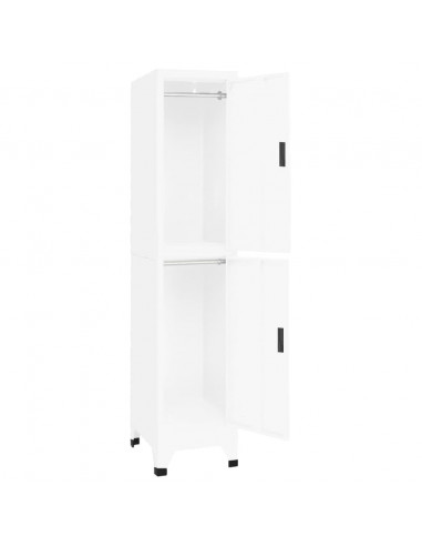 Armadietto con Serratura Bianco 38x45x180 cm in Acciaio