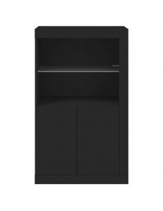 Armadietto con Luci LED Nero in Legno Multistrato 2