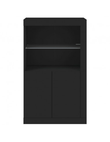 Armadietto con Luci LED Nero in Legno Multistrato