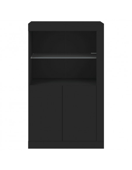 Armadietto con Luci LED Nero in Legno Multistrato