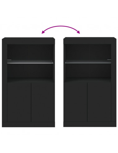 Armadietto con Luci LED Nero in Legno Multistrato