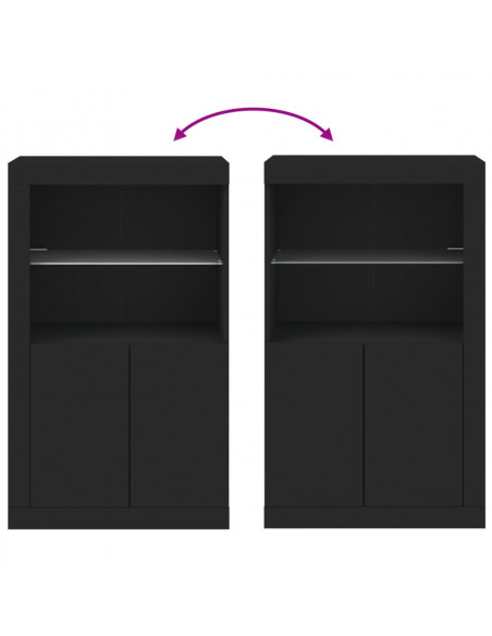 Armadietto con Luci LED Nero in Legno Multistrato